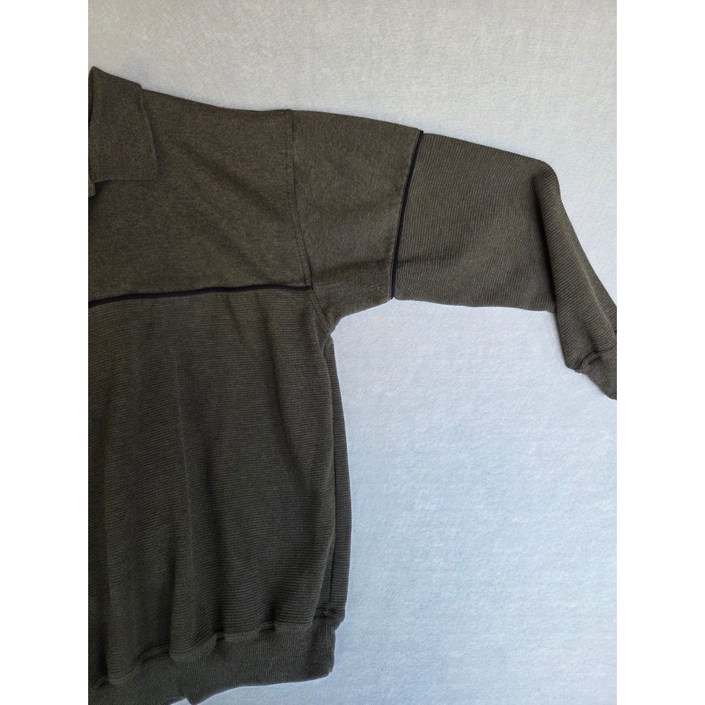 VTG Knights Sportswear Mens M Polo Sweatshirt Olive Green Preppy Old Money Rugby - Picture 3 of 7